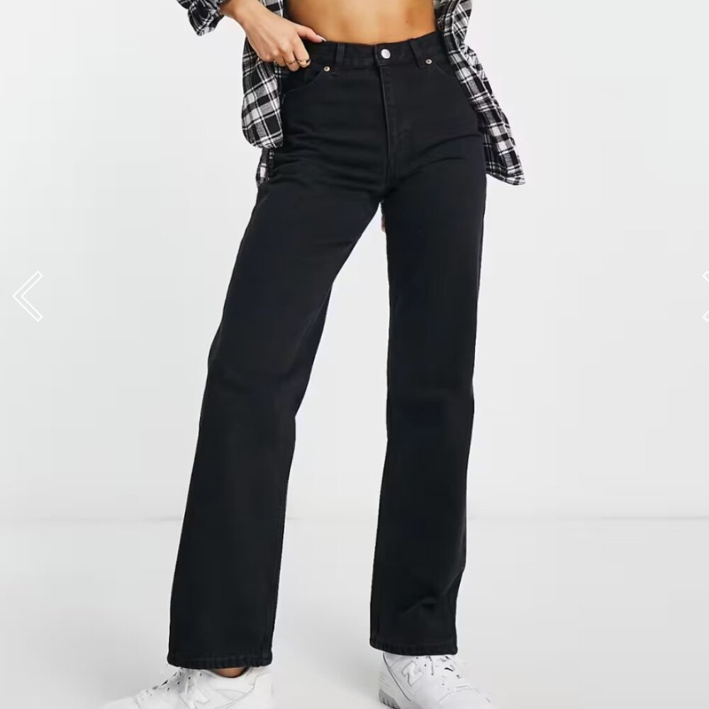 Monki Taiki high waist straight leg jean  - Wash Black